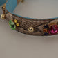 Dolce & Gabbana Brown Exotic Leather Crystals Shoulder Strap