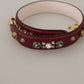 Dolce & Gabbana Bordeaux Leather Crystals Bag Shoulder Strap