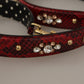 Dolce & Gabbana Red Python Leather Crystals Reversible Shoulder Strap
