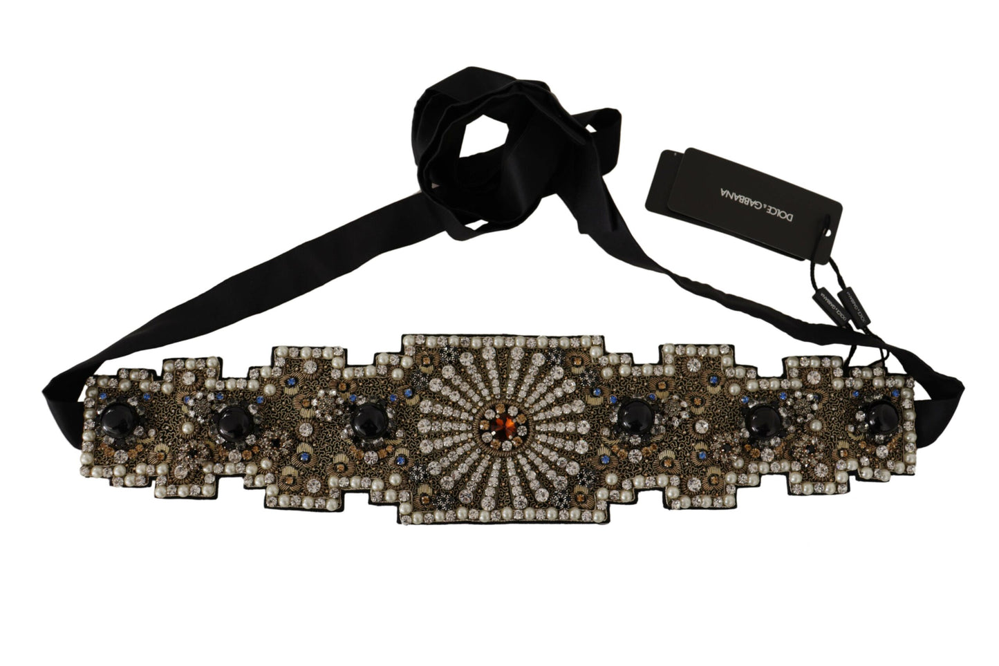 Dolce & Gabbana Multicolor Silk Sartoria Belt with Gold Buckle