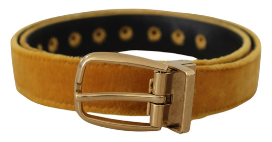 Dolce & Gabbana Elegant Velvet Gold Buckle Women's Belt