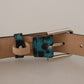 Dolce & Gabbana Engraved Logo Leather Belt - Elegant Blue