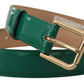 Dolce & Gabbana Elegant Green Leather Belt with Gold Buckle Detail