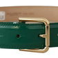 Dolce & Gabbana Elegant Green Leather Belt with Gold Buckle Detail