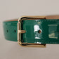 Dolce & Gabbana Elegant Green Leather Belt with Gold Buckle Detail