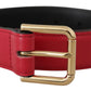 Dolce & Gabbana Elegant Red Leather Belt with Gold-Tone Buckle