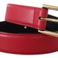 Dolce & Gabbana Elegant Red Leather Belt with Gold-Tone Buckle