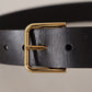 Dolce & Gabbana Elegant Black Leather Belt with Gold-Tone Buckle