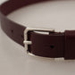 Dolce & Gabbana Elegant Maroon Leather Belt with Logo Buckle