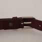 Dolce & Gabbana Elegant Maroon Leather Belt with Logo Buckle