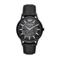 Emporio Armani Elegant Black Leather Mechanical Timepiece