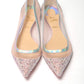 Christian Louboutin Silver Rose Flat Point Crystals Toe Shoe