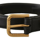 Dolce & Gabbana Elegant Black Leather Logo Belt