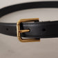 Dolce & Gabbana Elegant Black Leather Logo Belt