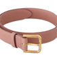 Dolce & Gabbana Elegant Pink Leather Belt with Engraved Buckle