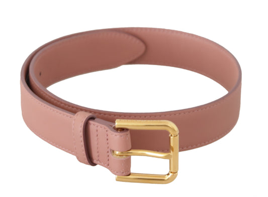 Dolce & Gabbana Elegant Pink Leather Belt with Engraved Buckle