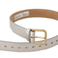 Dolce & Gabbana Engraved Silver-Toned Leather Belt