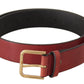 Dolce & Gabbana Elegant Red Leather Belt with Engraved Buckle