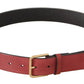 Dolce & Gabbana Elegant Red Leather Belt with Engraved Buckle