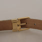 Dolce & Gabbana Elegant Light Blue Leather Belt with Gold Buckle