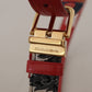 Dolce & Gabbana Chic Multicolor Leather Belt with Engraved Buckle