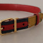 Dolce & Gabbana Chic Multicolor Leather Belt with Engraved Buckle