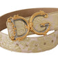 Dolce & Gabbana Elegant Gold and Pink Leather Belt