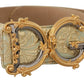 Dolce & Gabbana Engraved Buckle Leather Belt - Green & Gold