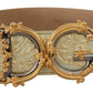 Dolce & Gabbana Engraved Buckle Leather Belt - Green & Gold