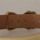 Dolce & Gabbana Beige Leather Engraved Buckle Belt