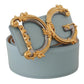 Dolce & Gabbana Elegant Blue Leather Belt with Logo Buckle