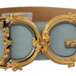 Dolce & Gabbana Elegant Blue Leather Belt with Logo Buckle