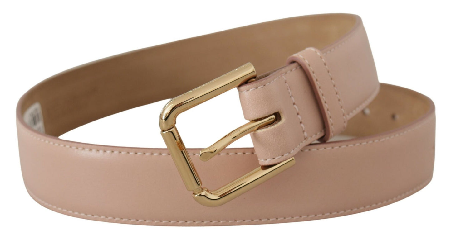 Dolce & Gabbana Elegant Light Pink Leather Belt