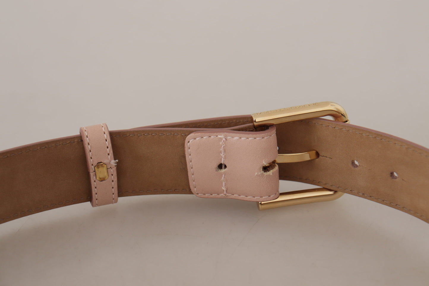 Dolce & Gabbana Elegant Light Pink Leather Belt