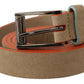 Dolce & Gabbana Elegant Nude Suede Belt with Logo Buckle