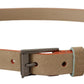 Dolce & Gabbana Elegant Nude Suede Belt with Logo Buckle