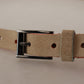 Dolce & Gabbana Elegant Nude Suede Belt with Logo Buckle