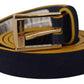 Dolce & Gabbana Chic Blue Suede Logo Buckle Belt