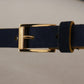 Dolce & Gabbana Chic Blue Suede Logo Buckle Belt