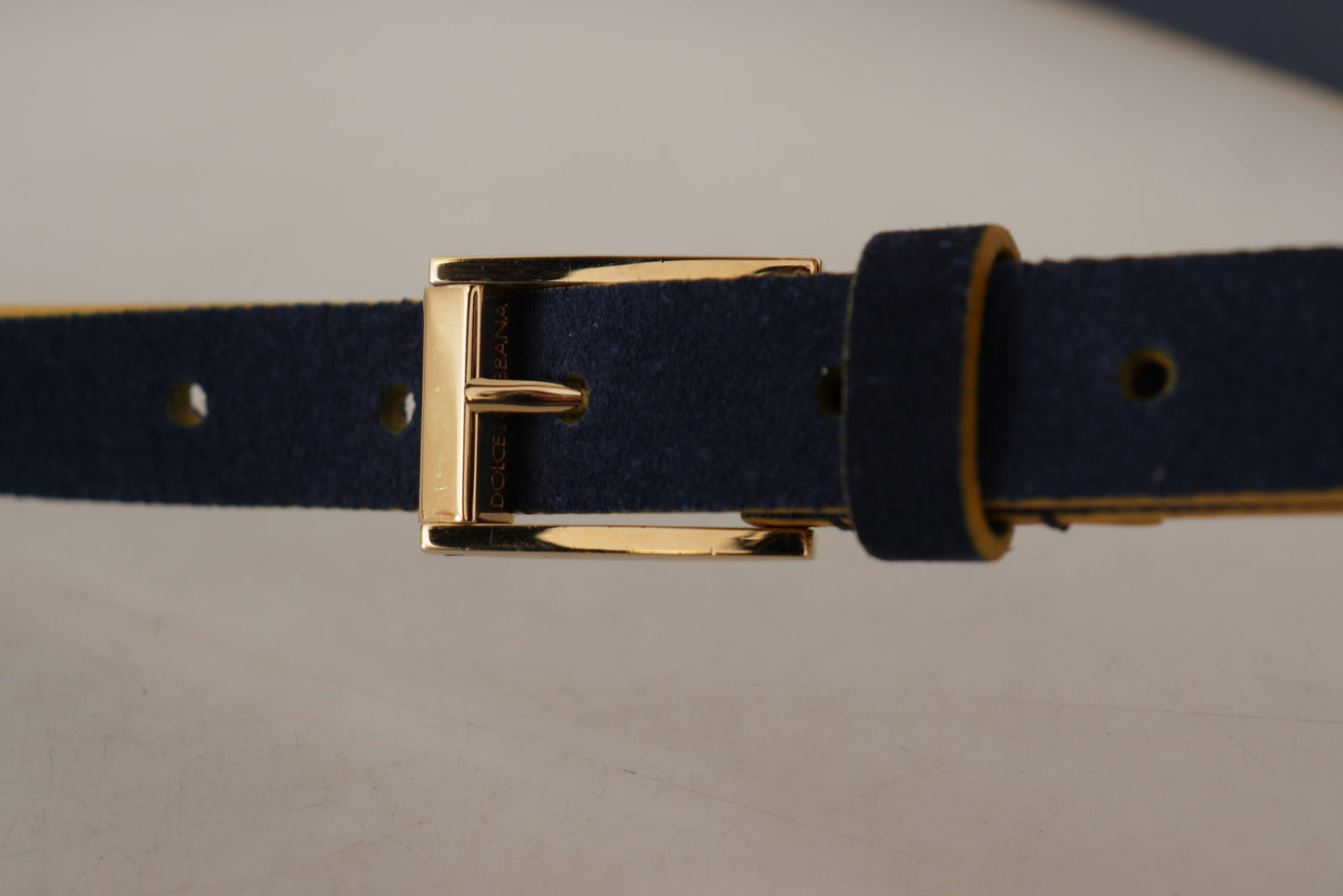 Dolce & Gabbana Chic Blue Suede Logo Buckle Belt