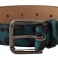 Dolce & Gabbana Engraved Logo Leather Belt in Blue Green