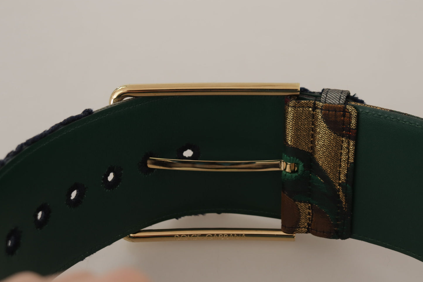 Dolce & Gabbana Elegant Green Leather Belt with Logo Buckle