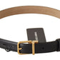 Dolce & Gabbana Elegant Black Leather Belt with Engraved Buckle