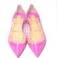 Christian Louboutin Hot Pink Suede Crystals Flat Point Toe Shoe