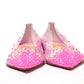 Christian Louboutin Hot Pink Suede Crystals Flat Point Toe Shoe