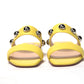 Christian Louboutin Bright Yellow Silver Wide Strap Studded Flat