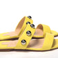 Christian Louboutin Bright Yellow Silver Wide Strap Studded Flat