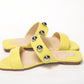 Christian Louboutin Bright Yellow Silver Wide Strap Studded Flat