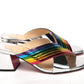 Christian Louboutin Silver Silver And Rainbow Stripe Mule Sandal