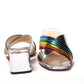 Christian Louboutin Silver Silver And Rainbow Stripe Mule Sandal